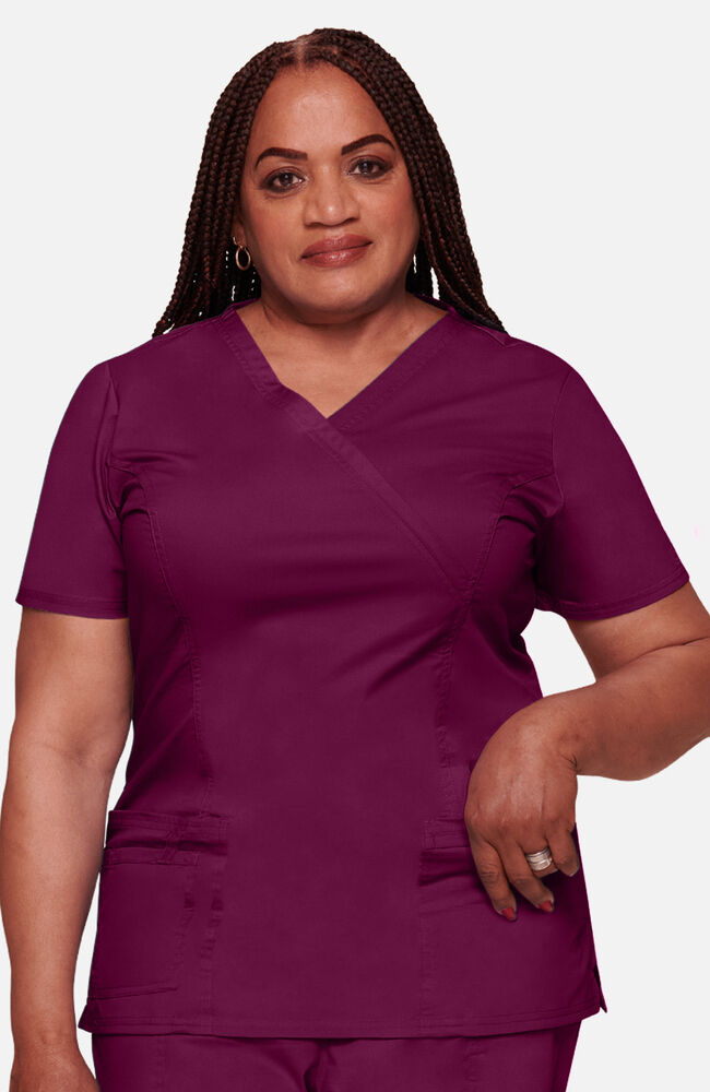 Core Stretch Mock Wrap Top