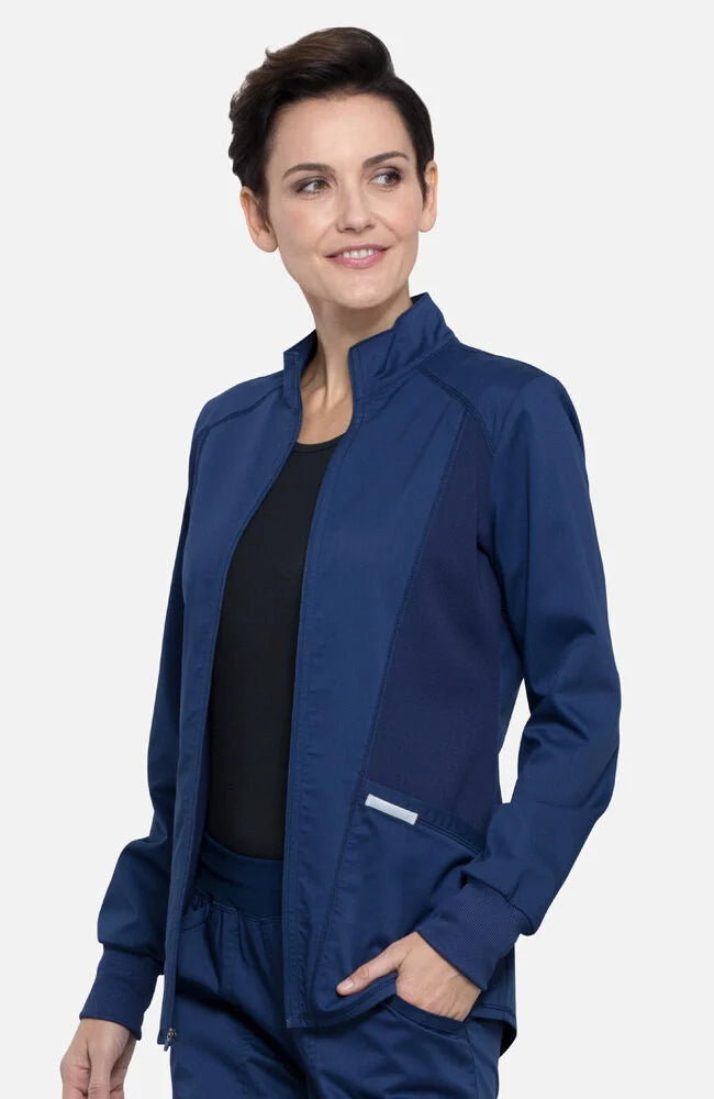 Ladies zip front warmup jacket w/ Embroidery