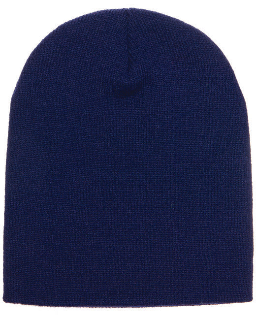 Navy beanie knit hat with embroidery