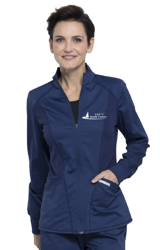 Ladies zip front warmup jacket w/ Embroidery