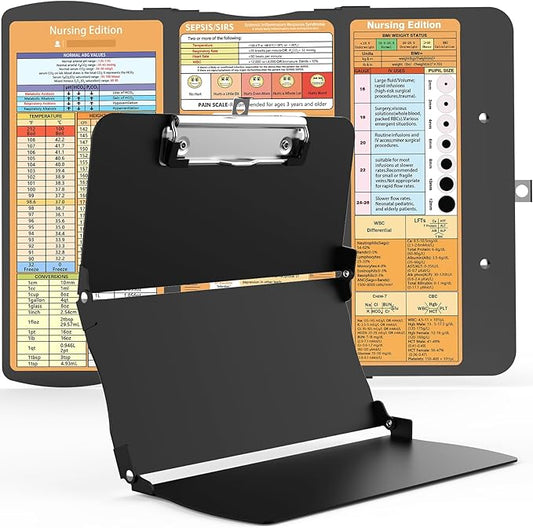 Folding clipboard with cheat sheet